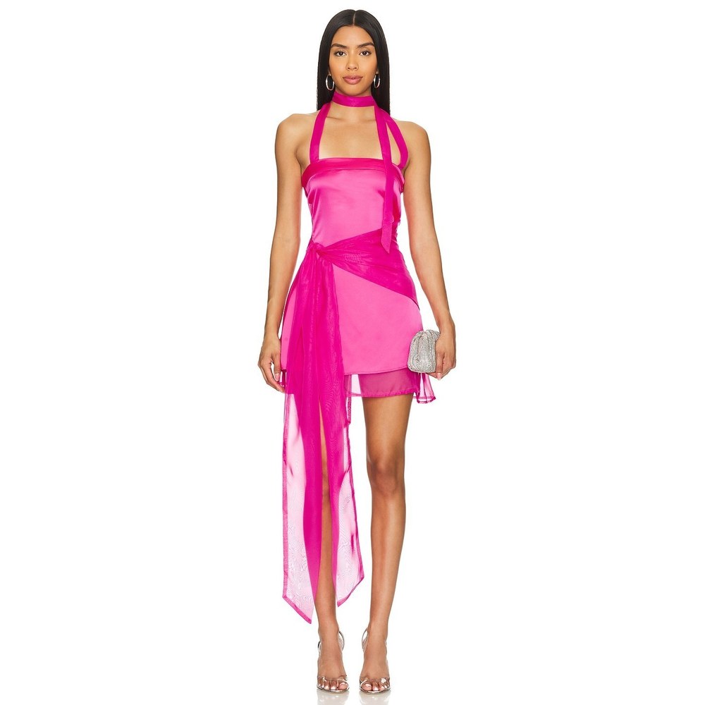 New OW Collection Evie Wrap Dress in Pink Dreams mini